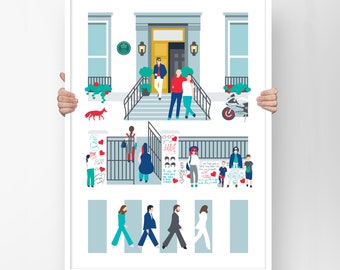 Beatles Abbey Road Home Decor in A2, Iconic London Sites Poster, Best Friend Gift, Boyfriend Gift, Housewarming Gift, Music Lovers Present