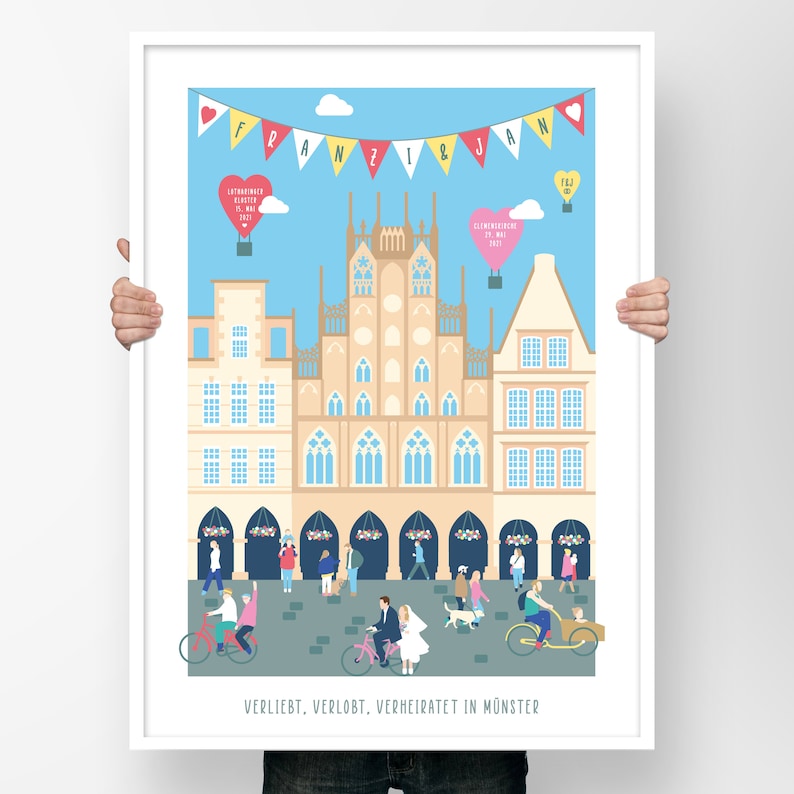 Personalized Munster poster as a wedding gift or gift for the first wedding anniversary in A3 or A2 on matte paper with a thickness of 300g image 1