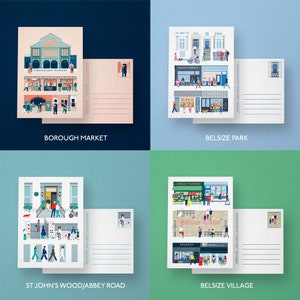20 London Postcards in A6 WITH Matching Envelopes, Crouch End, Notting Hill, Kensal Rise, Marylebone, Islington, Hampstead, Chelsea, Hackney image 5