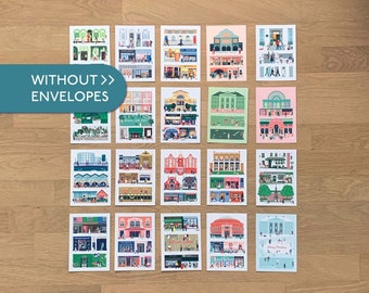 20 London Postcards in A6 WITHOUT Envelopes featuring Crouch End, Notting Hill, Kensal Rise, Regent's Canal, Islington, South Kensington