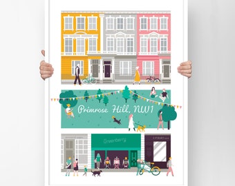 Primrose Hill London Print, London gift, London wall art, home decor, wedding gift, best friend gift, anniversary gift, A2, A3 or A4