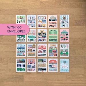 20 London Postcards in A6 WITH Matching Envelopes, Crouch End, Notting Hill, Kensal Rise, Marylebone, Islington, Hampstead, Chelsea, Hackney image 1
