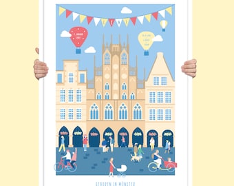 Personalized Munster Print for Baby Nursery with the Town Hall - the ideal Munster Christening Gift, Push Present or Goddaugther Present