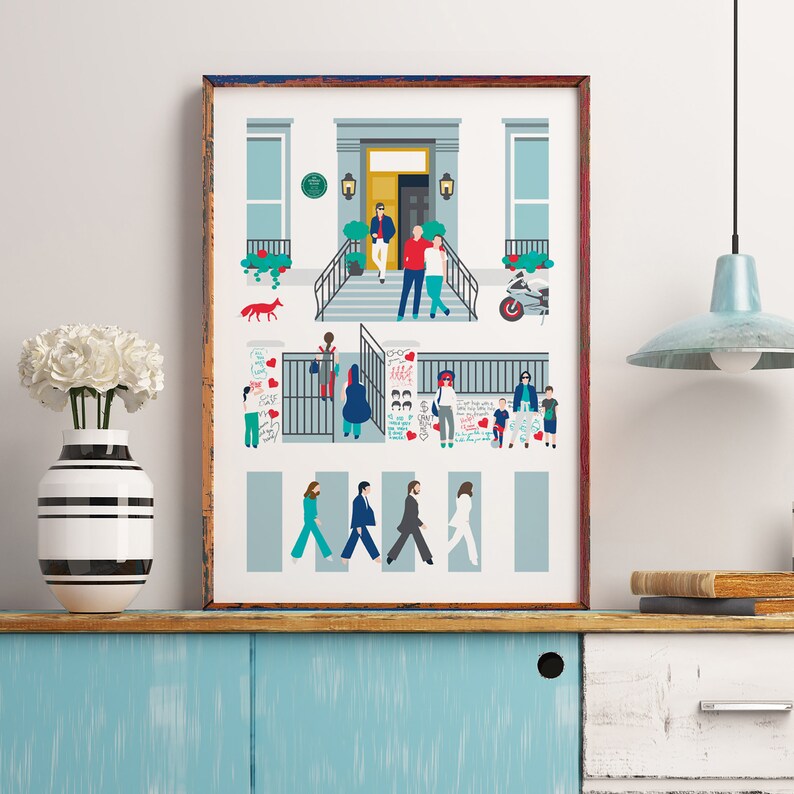 Beatles Abbey Road Home Decor in A2, Iconic London Sites Poster, Best Friend Gift, Boyfriend Gift, Housewarming Gift, Music Lovers Present image 2