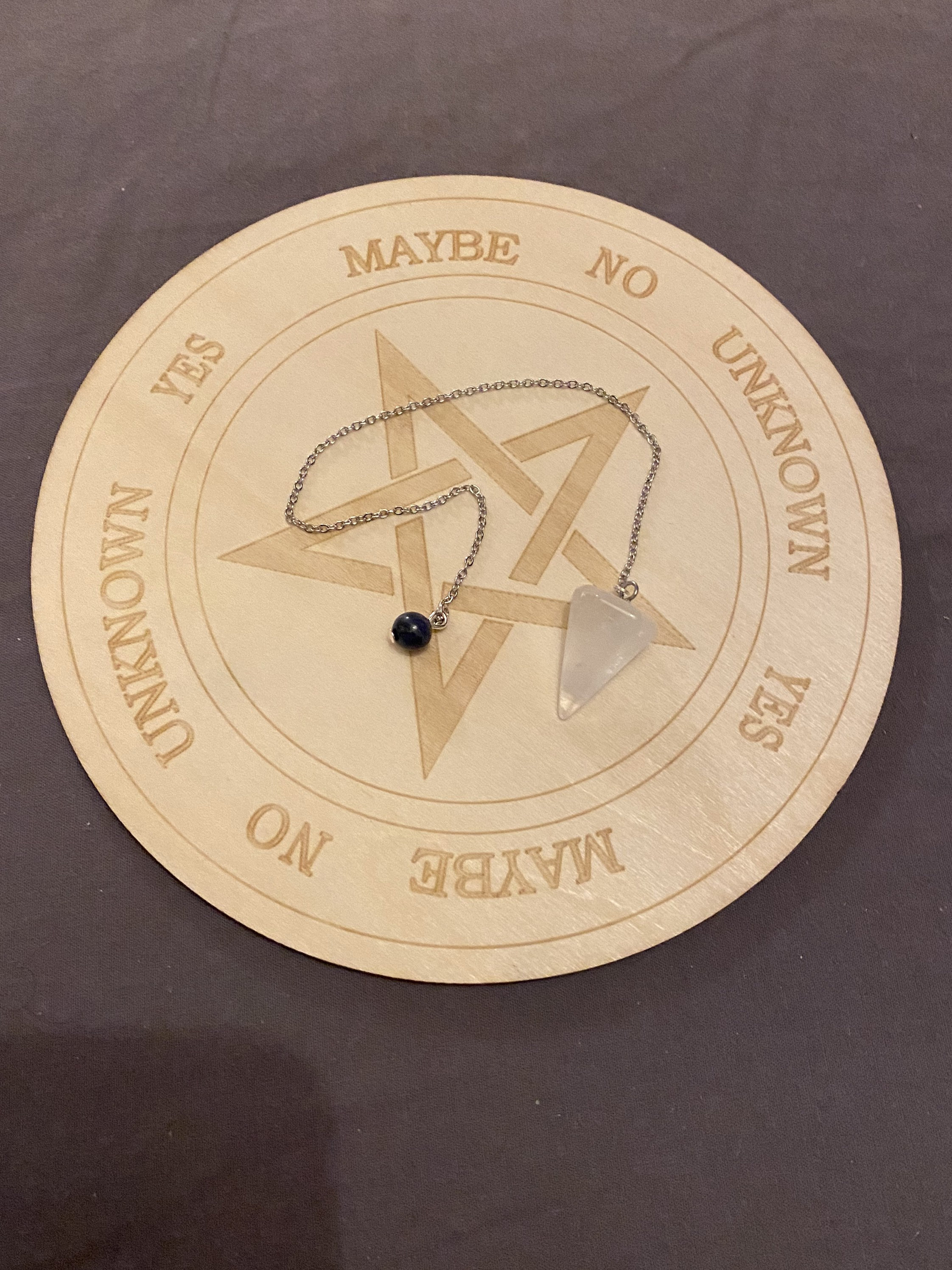 Kit de Divination | Pendule Planche Radiesthésie Cristal Roche |