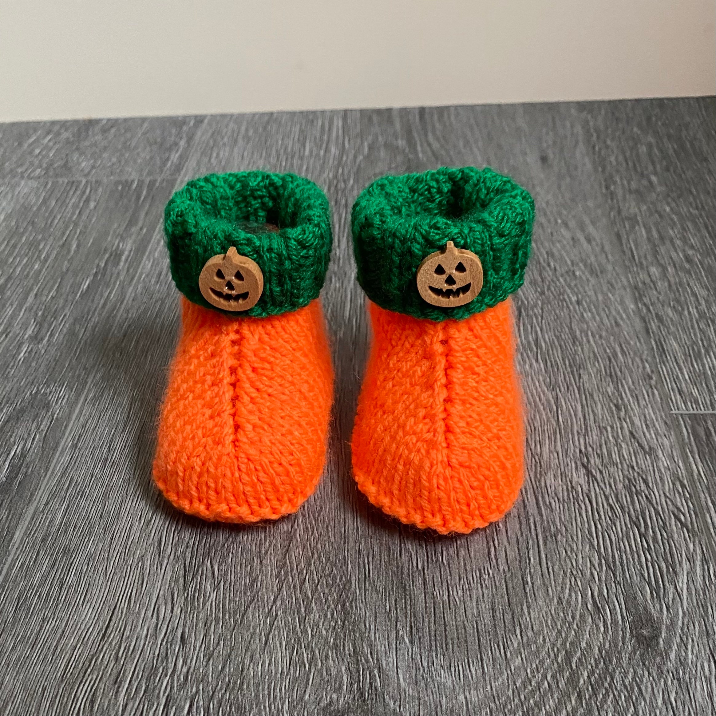 Hand Knitted Baby Halloween Pumpkin Booties Various Sizes Etsy