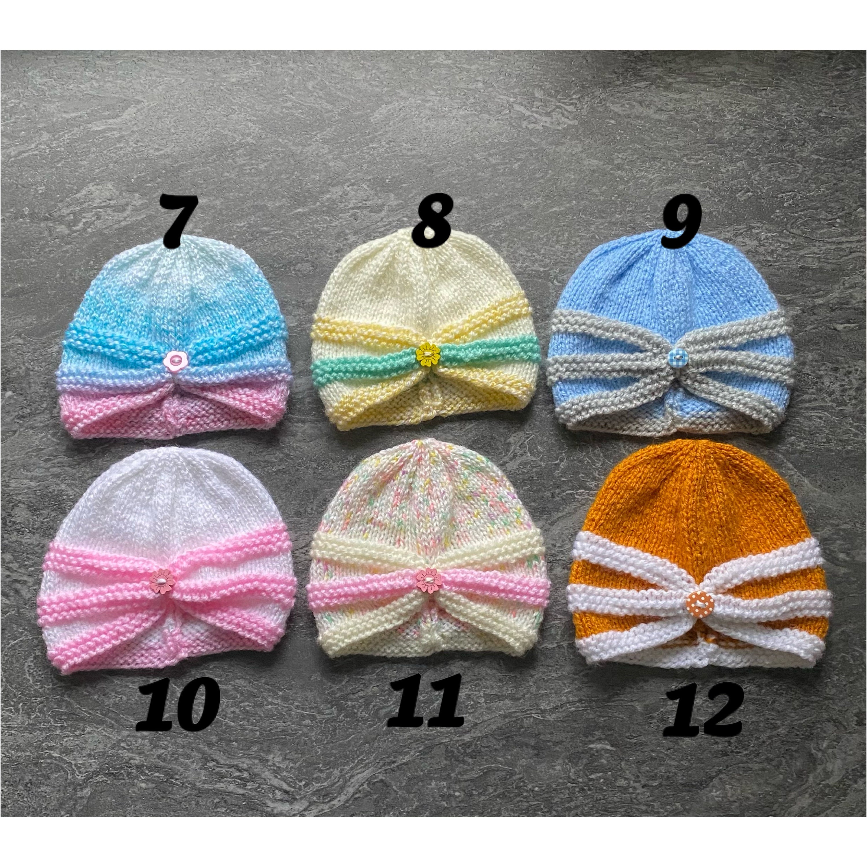 Hand Knitted Baby Turban Hat 03 Months in Various Colours Etsy UK