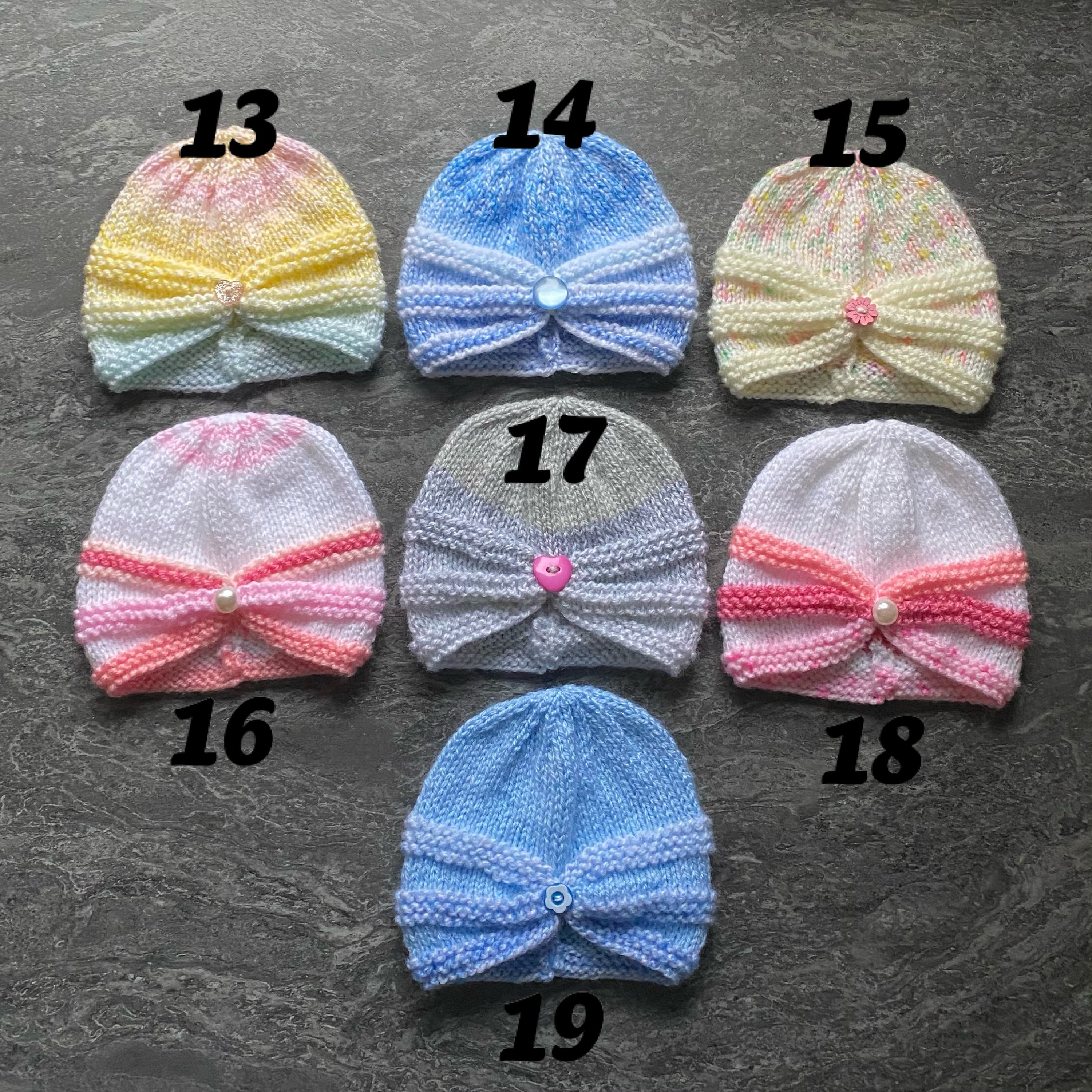 Hand Knitted Baby Turban Hat 03 Months in Various Colours Etsy UK