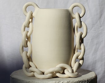 Decorative Ceramic vase | Handmade chain vase | Wheel thrown pottery vessel | Home decor vase | home accent | decor vase | unique gift vase