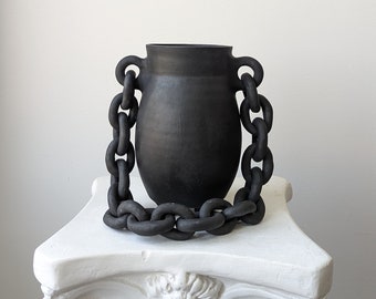 Ceramic chained vase | Handmade amphora | Ceramic pottery vase | organic decor | midcentury modern | artisan clay vase | handcrafted vase