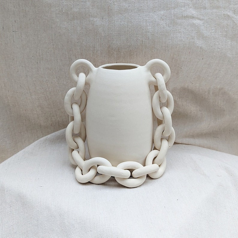Decorative Ceramic vase Handmade chain vase Wheel thrown image 1