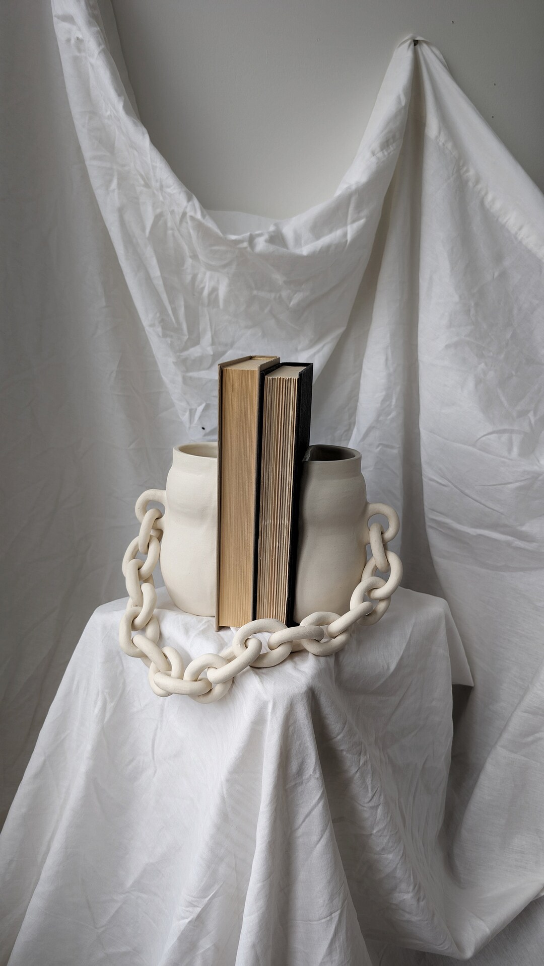 Decorative Ceramic Bookends Handmade Chain Bookends Wheel Thrown ...