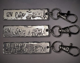 RV and Camper Theme Zipper pull, back pack, purse charm, portfolio pull, key fob with swivel lobster clasp