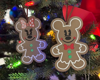 Mickey & Minnie Gingerbread Ornament Set  |  Main Street Bakery | Disney Christmas Decor
