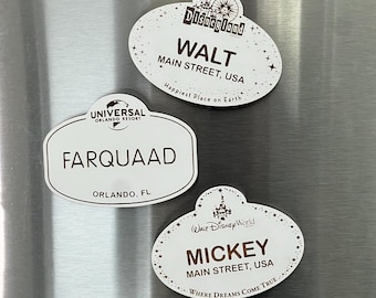 Disney & Universal Inspired Name Badge Magnets