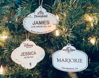 Disney & Universal Inspired Name Badge Ornament