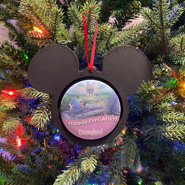 Disney Celebration Button Display Ornament - Park Button Holder and Keepsake - Personalized Christmas Gift