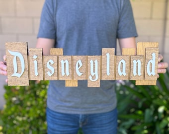 Vintage Disneyland Resort Entrance Marquee Sign | Handmade Disney-Inspired Wood Wall Decor