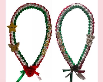 Mexican Flag Graduation Lei | Mexican Pride Lei| Graduation Lei | Braided ribbon lei | Class of 2026 | Hispanic Graduation Lei