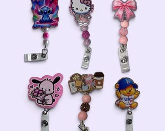 Beaded Badge Reels, Glitter ID Badge Holder, Custom Retractable Badge Clip, Cute Nurse Badge Reel, Teacher Name Tag, Mix Match Bundle Gift