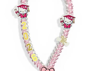 Hello Kitty graduation lei , Class of 2026 , Ribbon graduation Lei