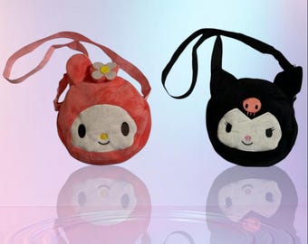 Plush Kuromi Crossbody Kids Bag, My Melody Style