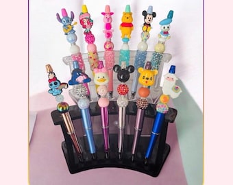 Custom Character Beaded Pens, Cute Blue Alien Silicone Pen, Playful Cartoon Ballpoint, Fancy Planner Accessories, Kawaii Desk Gift
