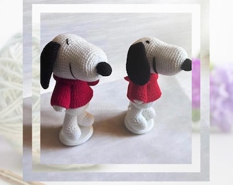 Crochet Snoopy Plushie | Peanuts Inspired Amigurumi Dog Toy | Cotton Yarn Beagle Doll