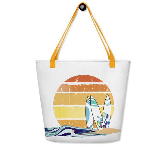 Vintage Sun Beach Bag surfboards vacation beach bag | Etsy