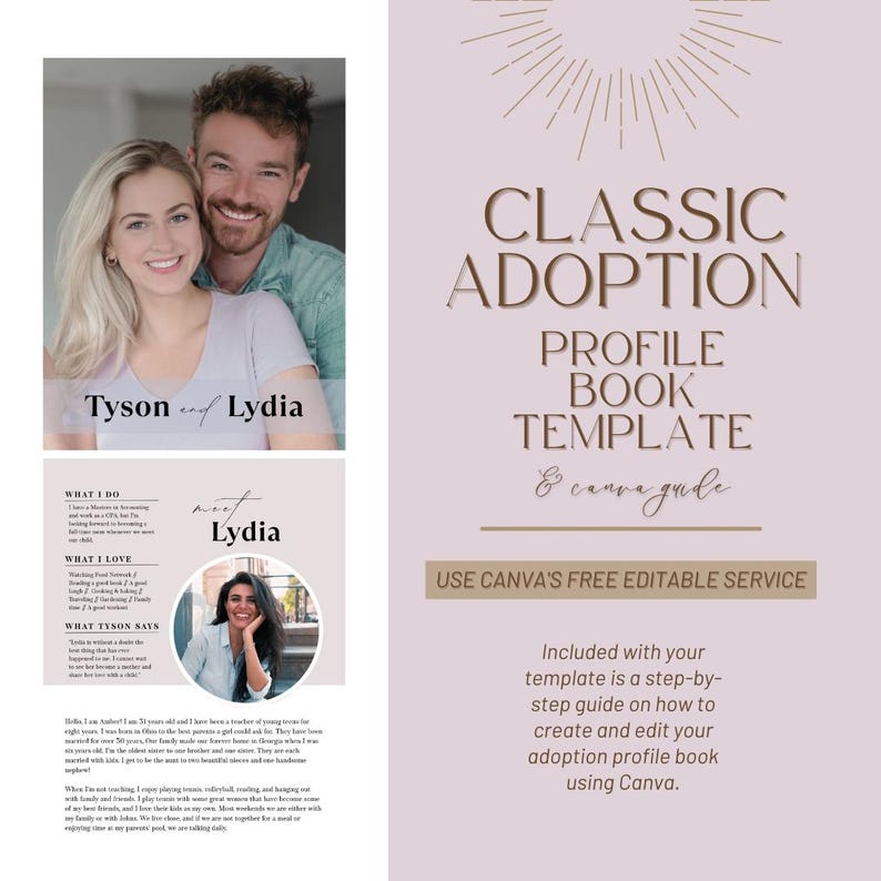 Classic Adoption Profile Book Template: Editable Canva Design (digital ...