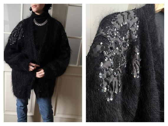 Vintage Mohair cardigan embroidery seguino warm