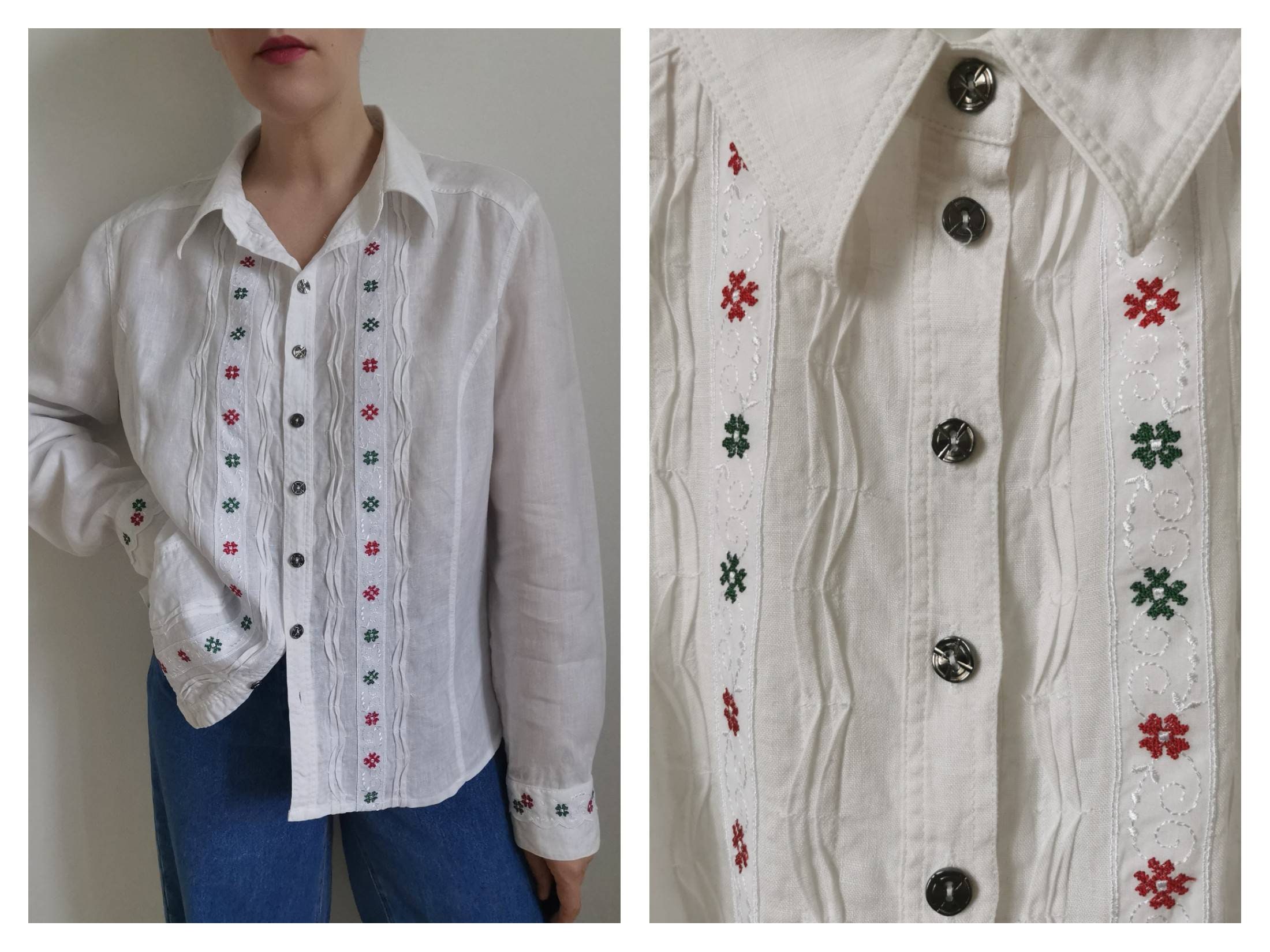 gevechten klimaat Ondergeschikt Vintage White Embroidered Blouse/tirol Blouse/summer Linen - Etsy