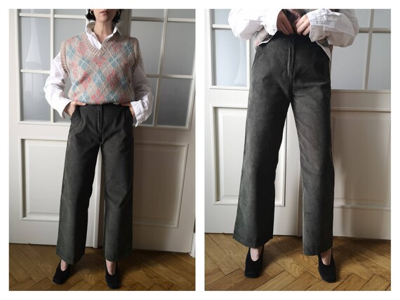 Vintage 70s Corduroy trousers/pants woman. Green h