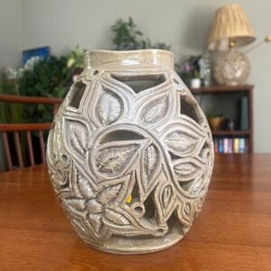 Ceramic Lantern, Hand Carved Lamp, Candle Holder, Interior Decor