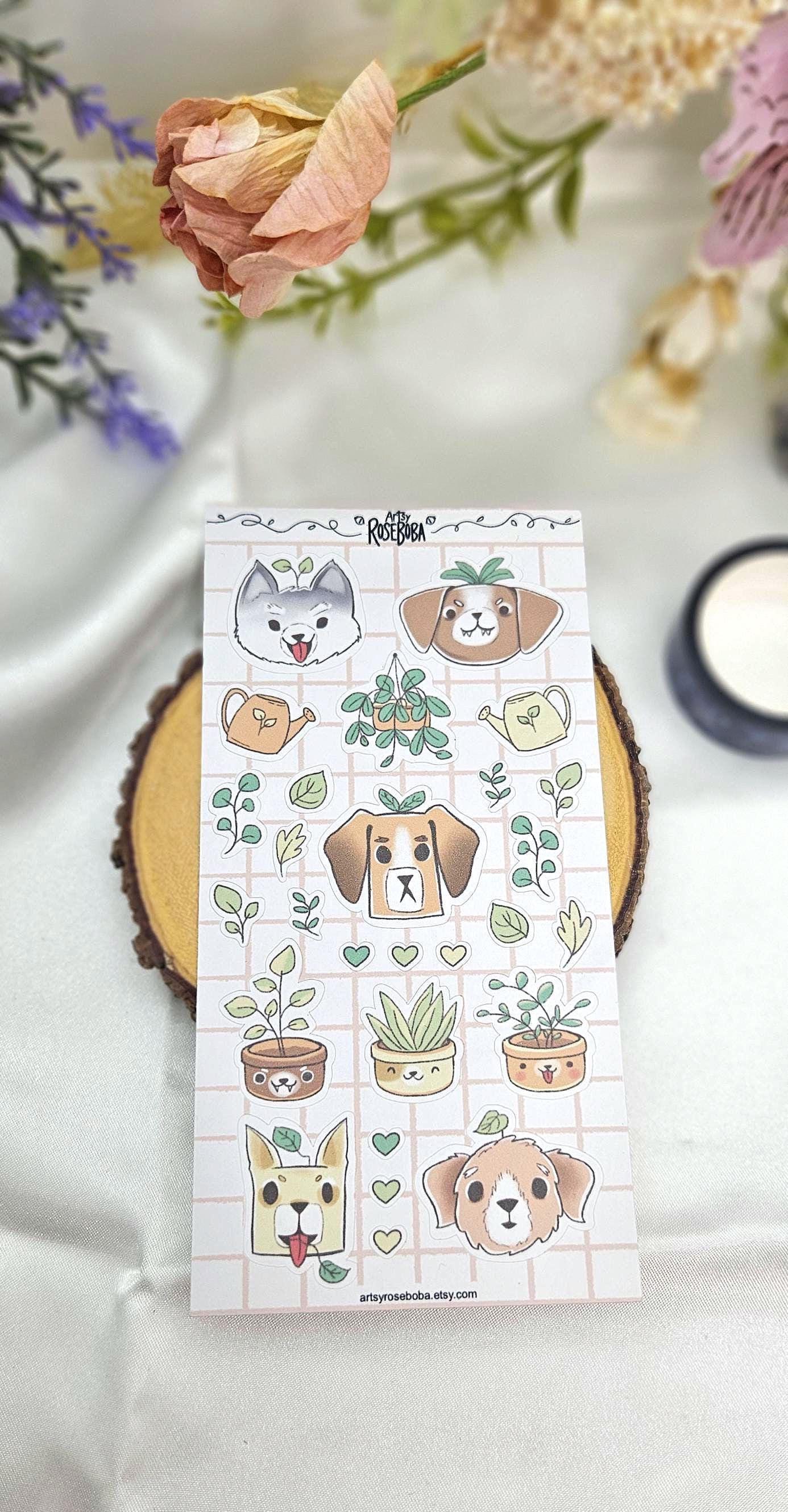 Cute Sticker Sheets | Kawaii Planner Stickers | Moon & Star, Cat, Dog ...