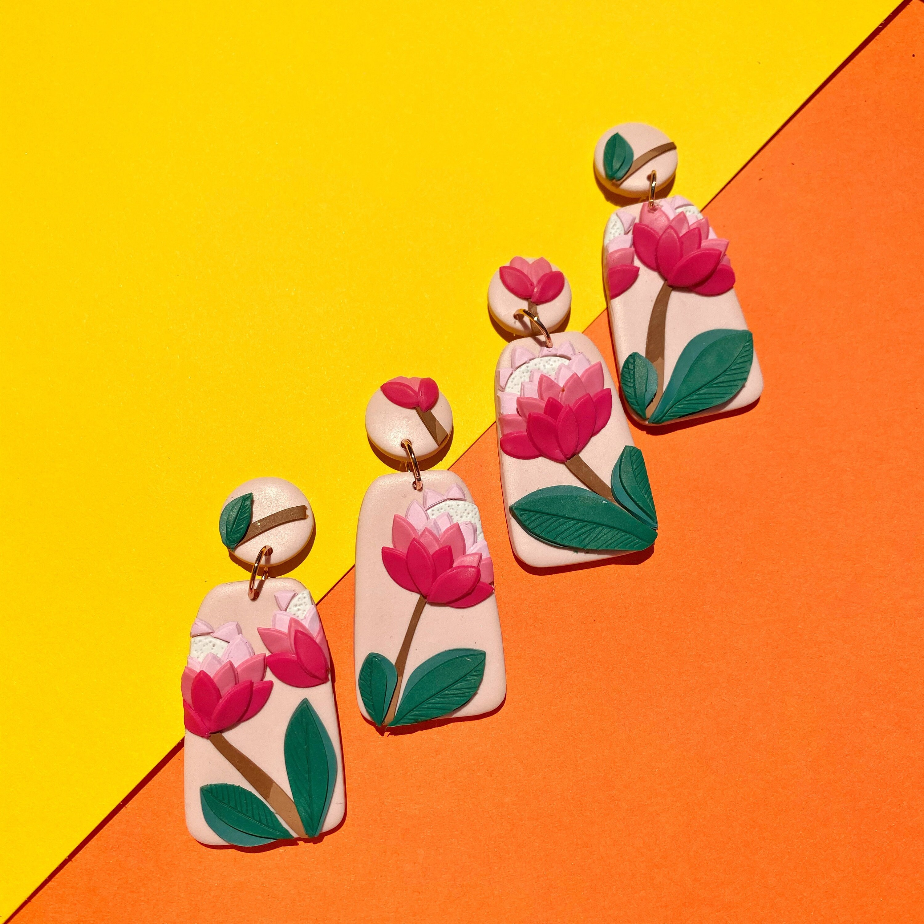 Protea polymer clay earrings flower floral jewellery native Etsy