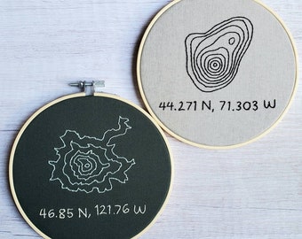 CUSTOM Topographic Map Embroidery