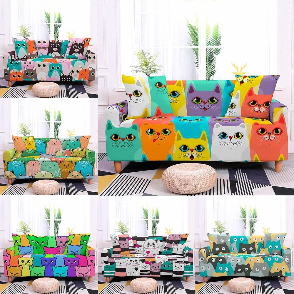 Cat Sofa Covers Colorful Stretch Sofa Slipcovers Cat Lover Etsy