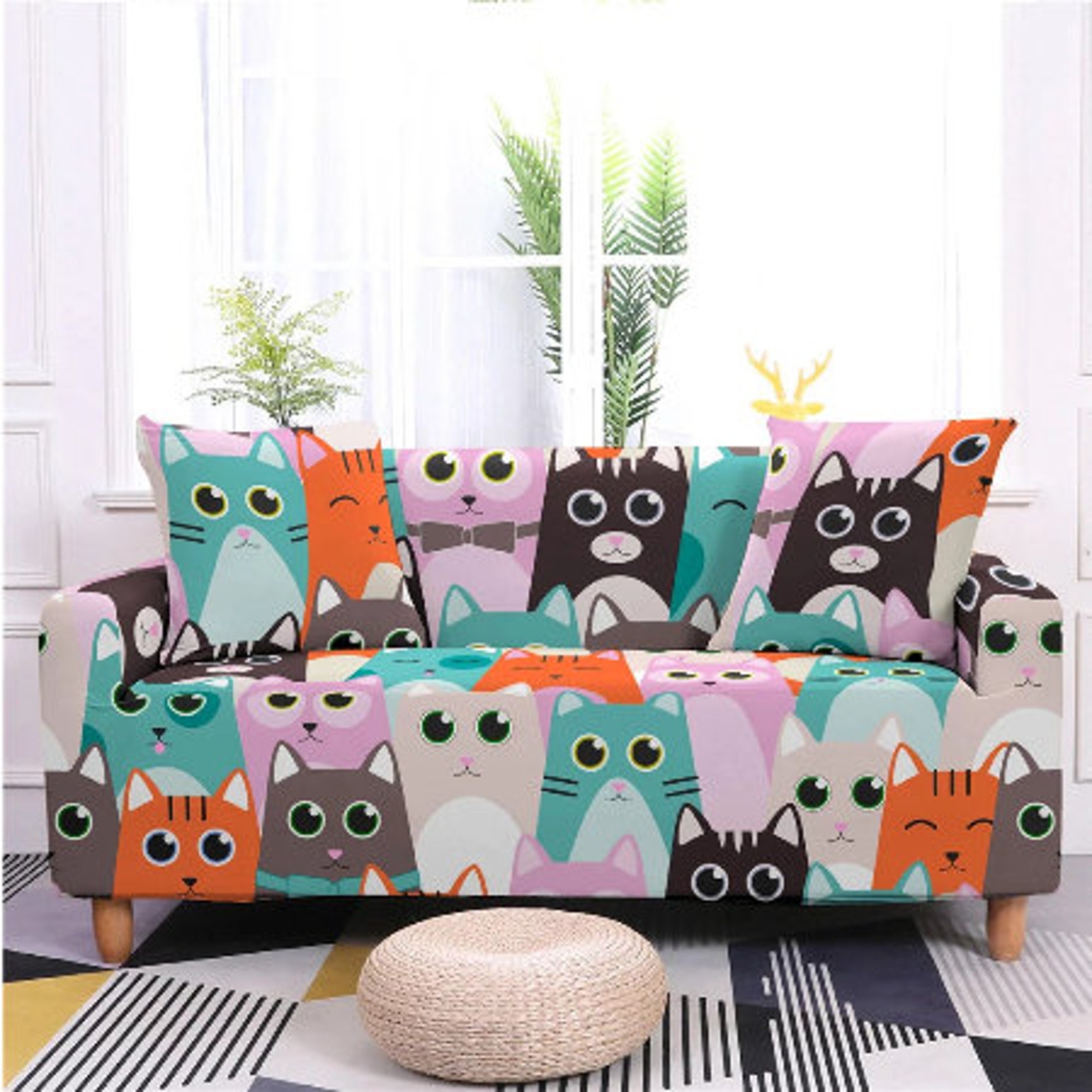 Cat Sofa Covers Stretch Sofa Slipcovers Cat Lover Sofa Etsy