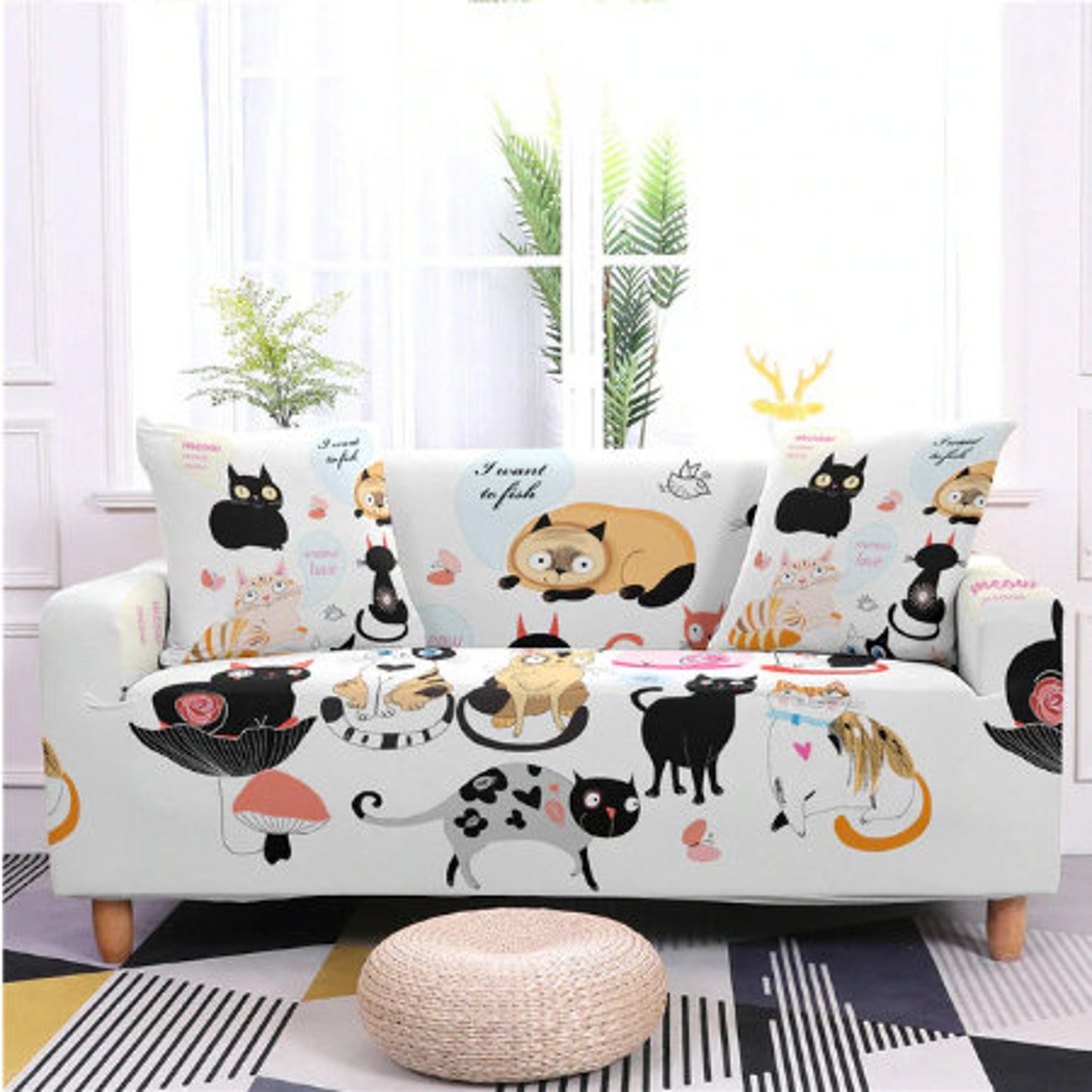 Cat Sofa Covers Stretch Sofa Slipcovers Cat Lover Sofa Etsy