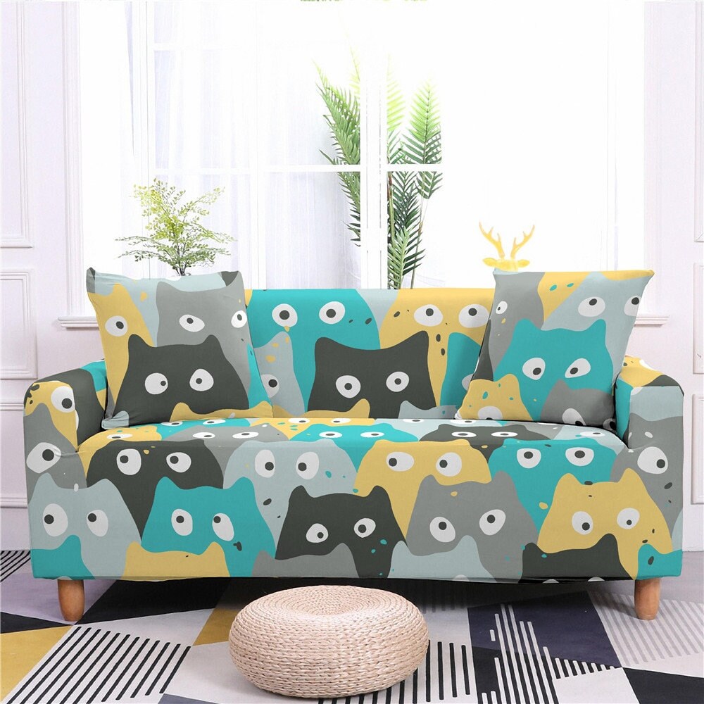 Cat Sofa Covers Colorful Stretch Sofa Slipcovers Cat Lover Etsy