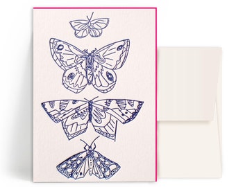 2x letterpress cards • butterflies • envelope