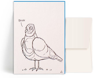 2x letterpress cards • Relax • Pigeon • Envelope