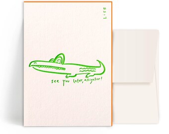 2x letterpress cards • alligator • envelope