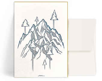 2x Letterpress Cards A6 • Mountains • Envelope