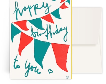 2x Letterpress vouwkaarten 11,5 x 17 cm • Happy Birthday To You • Envelop