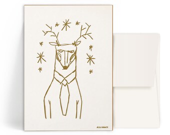 2x Letterpress Cards A6 • Deer • Envelope