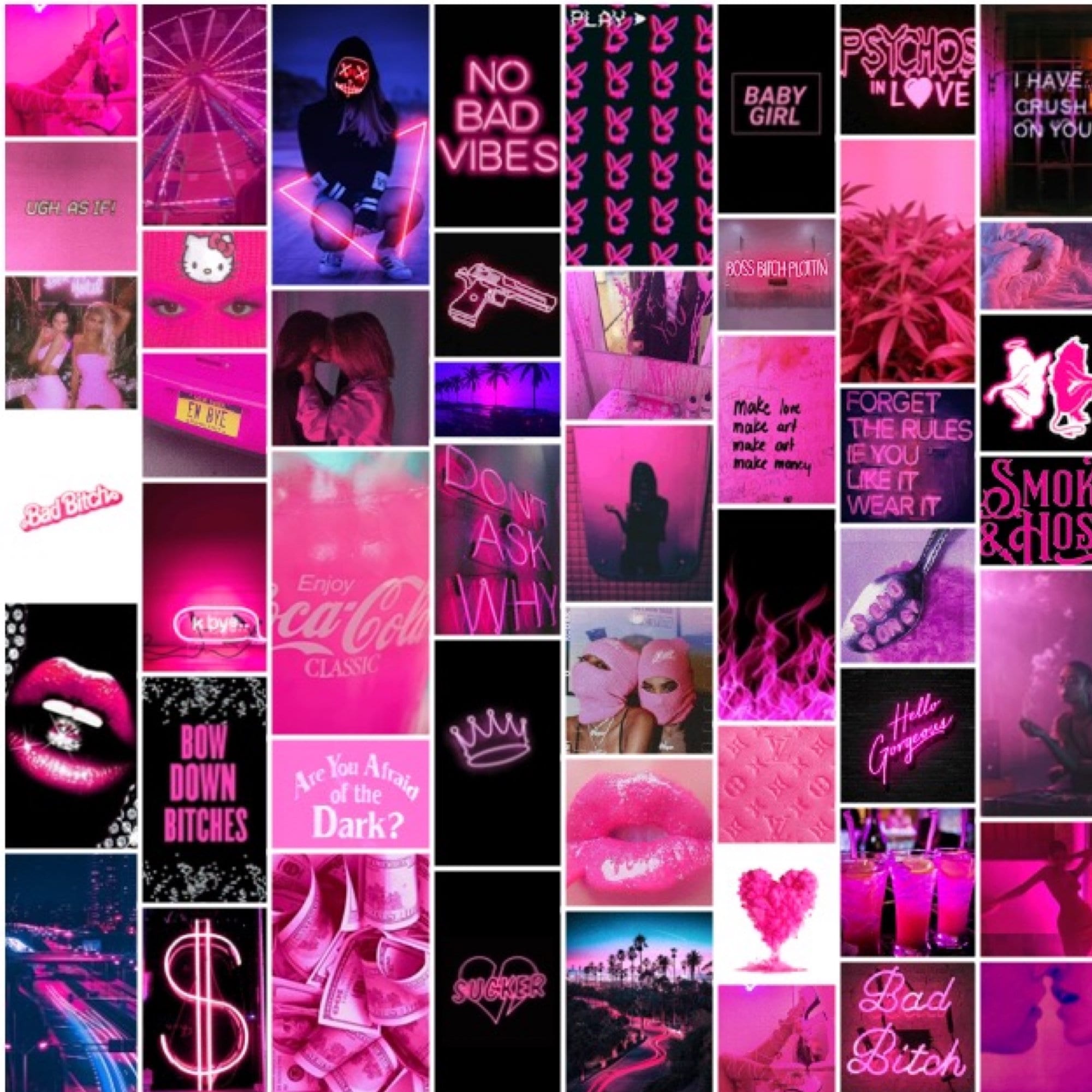 Hot pink walls, Hot pink wall art, Wall collage