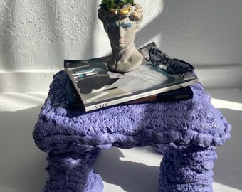 Kruk lila schuim, handgemaakt interieuraccentstuk