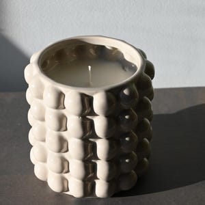 Sculptural Ceramic Candle- Hand-Poured Wax